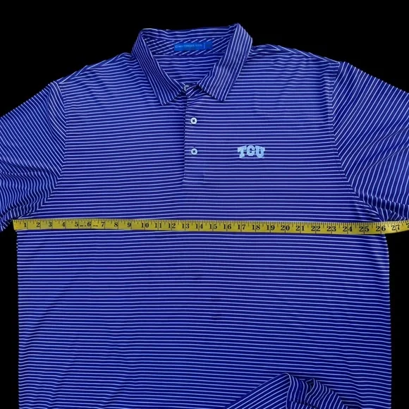 Southern Tide TCU Men's PURPLE WHITE Striped Polo Shirt Big and Tall SZ XXL - Picture 9 of 10